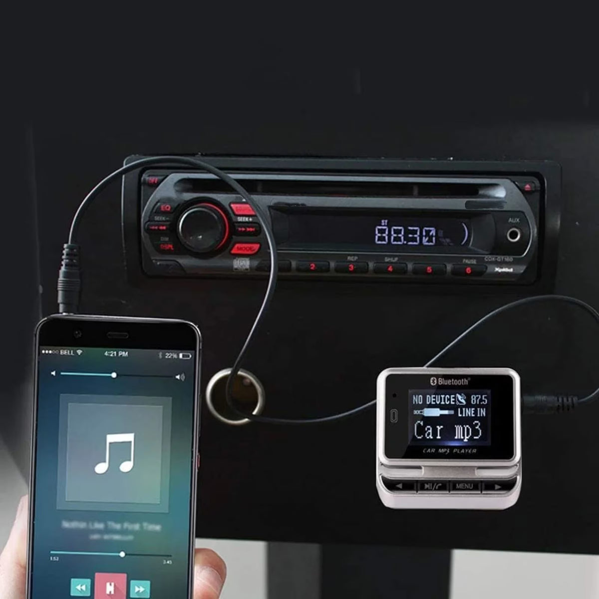 Bluetooth FM Transmitter for Car, Wireless Car Radio Adapter with Remote Control, High-Definition Large Display, Hands-Free Calling, Voice Assistant, MP3 Music Player Support U Disk/TF Card/Aux
