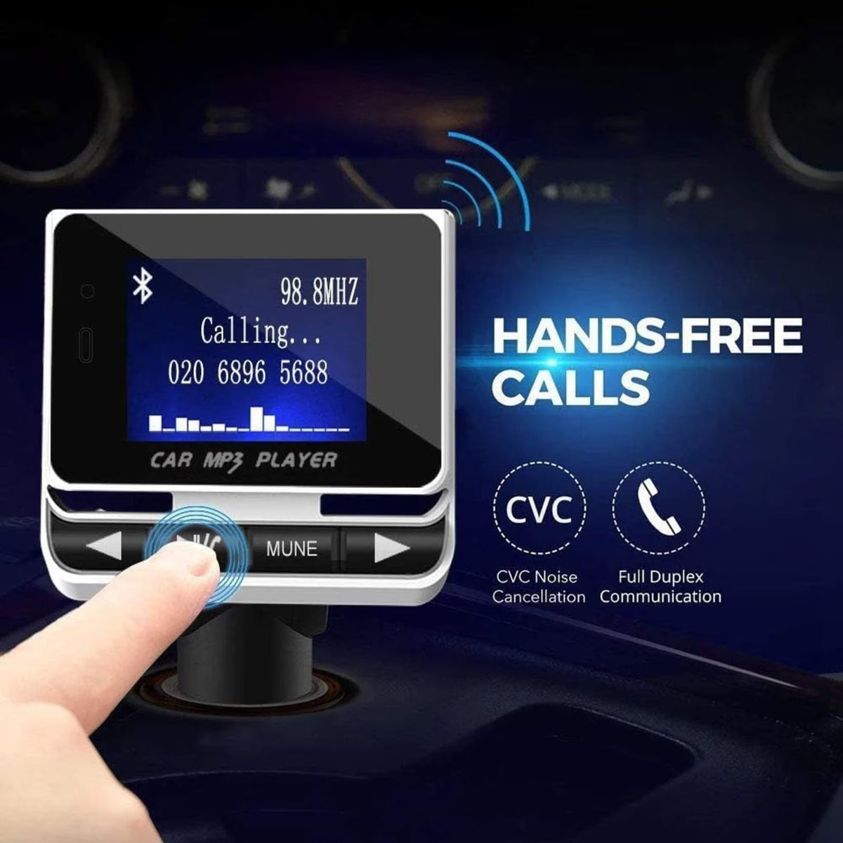 Bluetooth FM Transmitter for Car, Wireless Car Radio Adapter with Remote Control, High-Definition Large Display, Hands-Free Calling, Voice Assistant, MP3 Music Player Support U Disk/TF Card/Aux