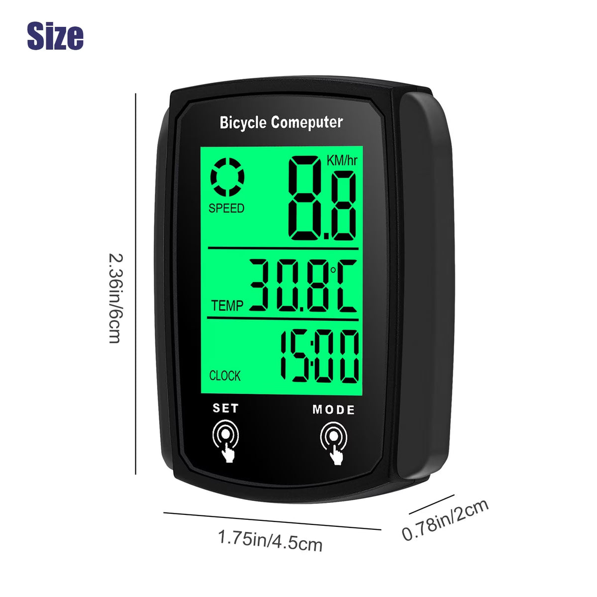 Bike Computer,Bicycle Speedometer,Bicycle odometers,Wireless Cycling Odometer,Multifunctional & Waterproof,Smart Touch Backlight,HD Digital LCD Big Display for Training,Hiking,Riding (Black)
