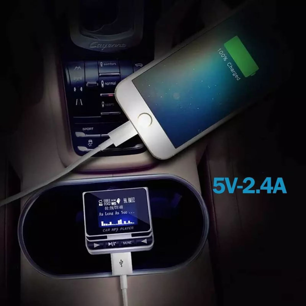 Bluetooth FM Transmitter for Car, Wireless Car Radio Adapter with Remote Control, High-Definition Large Display, Hands-Free Calling, Voice Assistant, MP3 Music Player Support U Disk/TF Card/Aux
