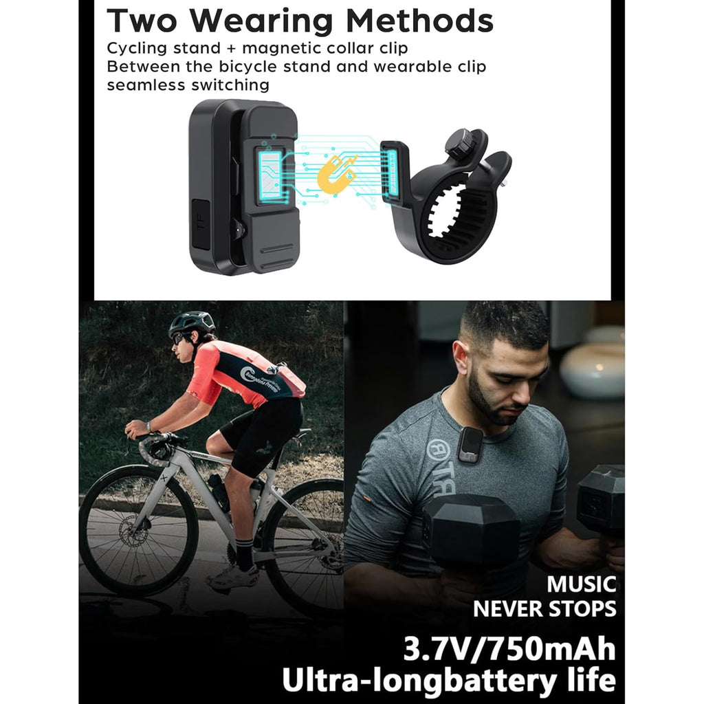 Bluetooth Bike Speaker with FM Radio, IPX7 Waterproof Wireless Speaker with Bike Mount, Magnetic Clip, TWS Stereo Pairing, TF Card Playback and Electric Bell for Cycling, Hiking and Outdoor Travel