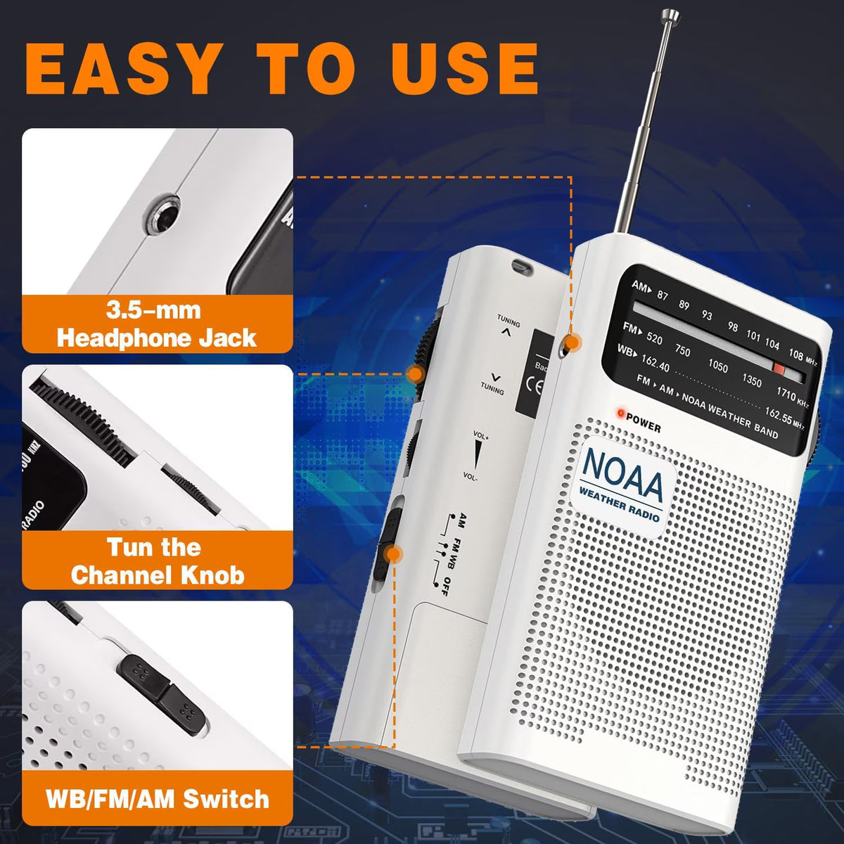 AM FM Radio Portable, Pocket Handheld Radio, Transistor Radio 2AA Battery Operated with Long Range Reception, Loud Speaker, Transistor Antenna, Earphone Jack, Small Gifts for Seniors Elderly