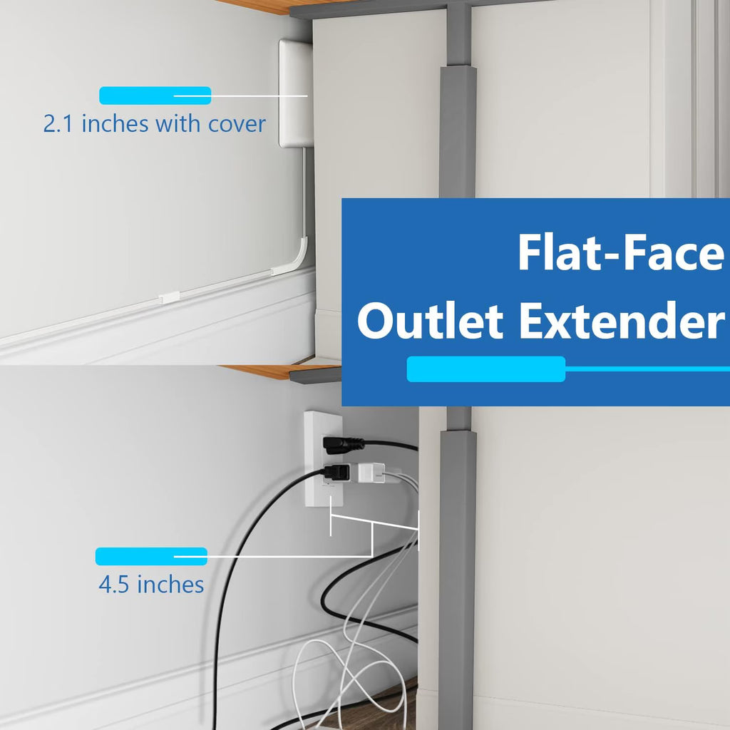Wall Outlet Concealer, Flat Outlet Extender with 3 Receptacles, Ultra Thin Wall Plate Plug & Power Strip, 3FT Cord for Home Office Travel, White