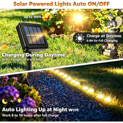 30 Pack Solar Ground Lights Outdoor Waterproof, 33FT Warm White Solar Pathway Lights with 8 Lighting Modes, Auto On/Off Solar Disk Lights for Patio, Walkway, Lawn, Yard, Garden, Driveway