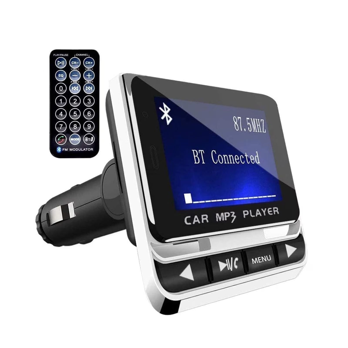 Bluetooth FM Transmitter for Car, Wireless Car Radio Adapter with Remote Control, High-Definition Large Display, Hands-Free Calling, Voice Assistant, MP3 Music Player Support U Disk/TF Card/Aux
