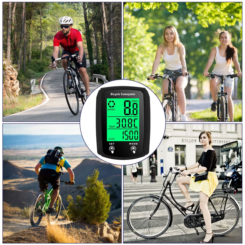 Bike Computer,Bicycle Speedometer,Bicycle odometers,Wireless Cycling Odometer,Multifunctional & Waterproof,Smart Touch Backlight,HD Digital LCD Big Display for Training,Hiking,Riding (Black)