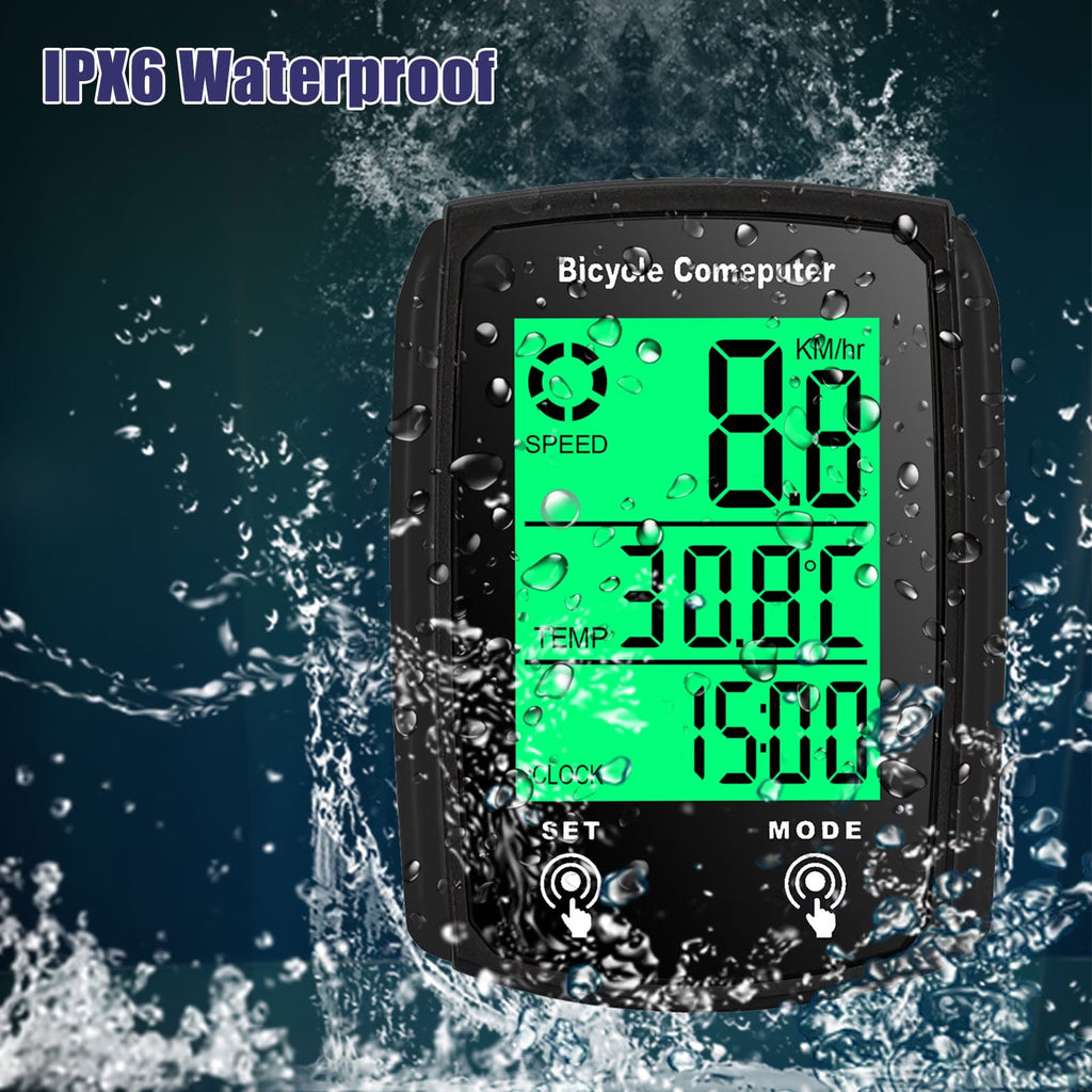 Bike Computer,Bicycle Speedometer,Bicycle odometers,Wireless Cycling Odometer,Multifunctional & Waterproof,Smart Touch Backlight,HD Digital LCD Big Display for Training,Hiking,Riding (Black)