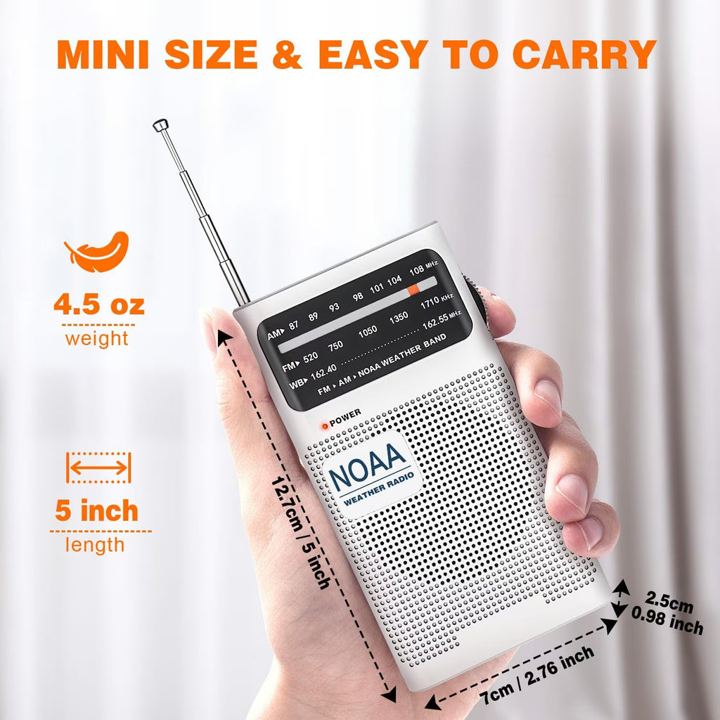 AM FM Radio Portable, Pocket Handheld Radio, Transistor Radio 2AA Battery Operated with Long Range Reception, Loud Speaker, Transistor Antenna, Earphone Jack, Small Gifts for Seniors Elderly