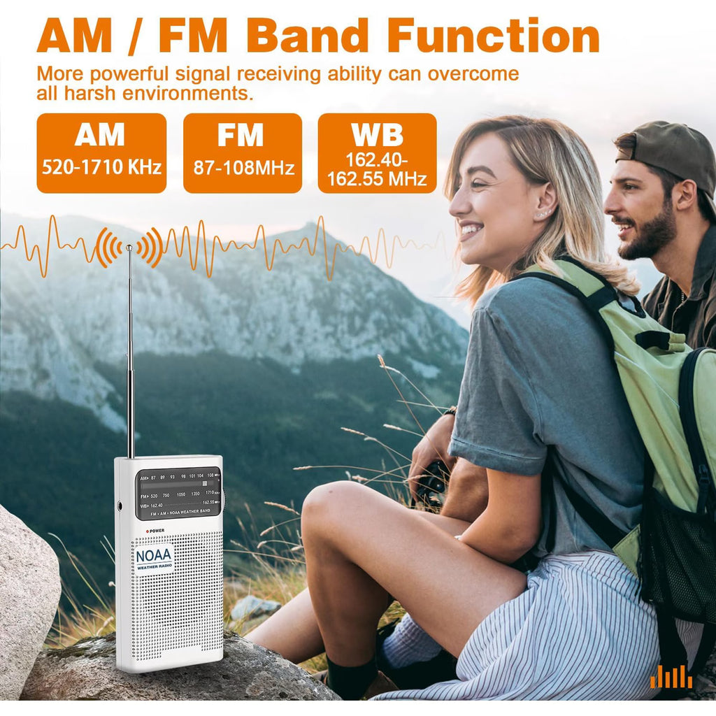 AM FM Radio Portable, Pocket Handheld Radio, Transistor Radio 2AA Battery Operated with Long Range Reception, Loud Speaker, Transistor Antenna, Earphone Jack, Small Gifts for Seniors Elderly