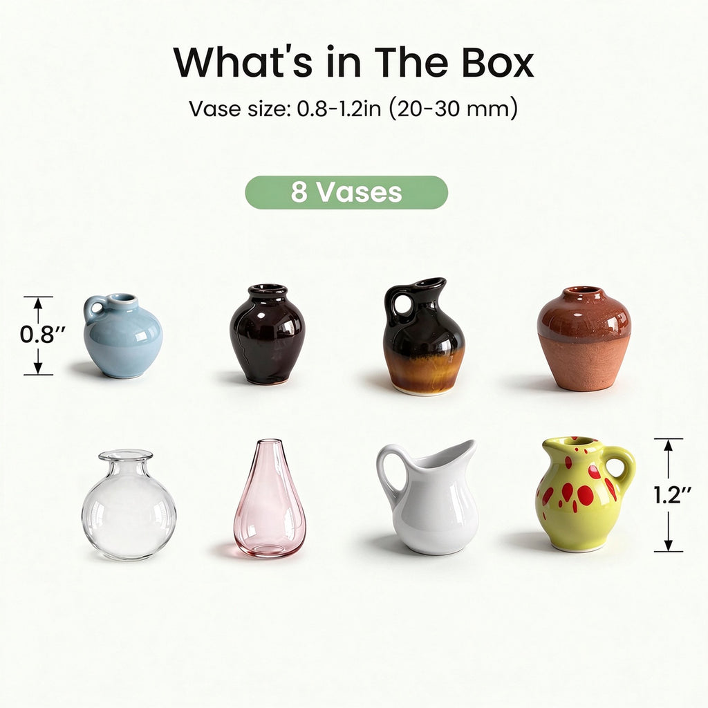 8 Pack Mini Vase Magnets for Fridge, Small Resin Vase Fridge Magnet for Kitchen Decor, 3D Vase Fridge Magnets without Plant for Refrigerator, Kitchen, Locker, Office, Christmas Decoration